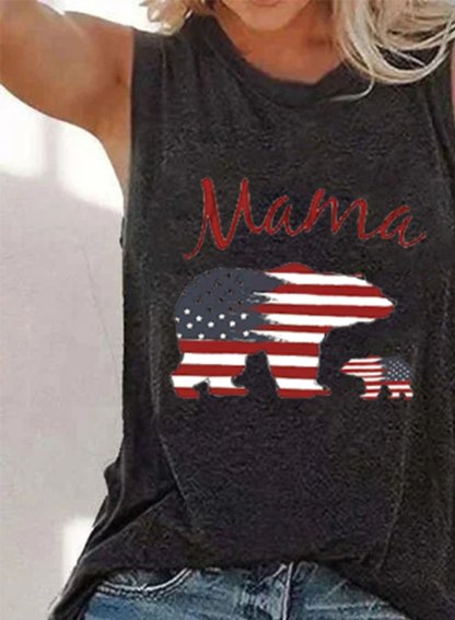 American Flag Tank Top Mama Bear Sleeveless Tops-yoyobikini