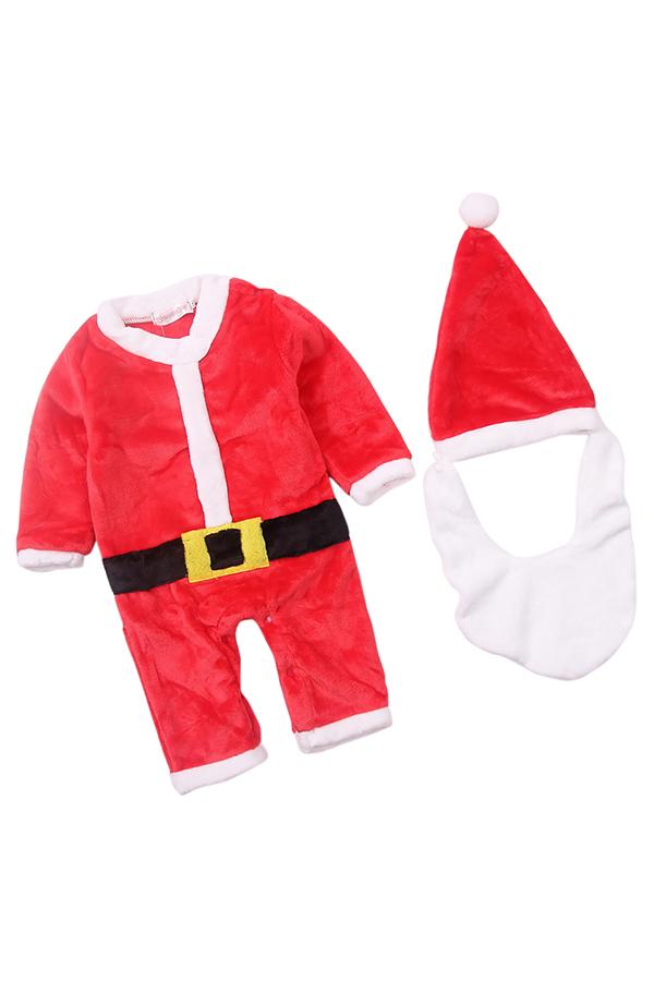 Cute Infant Kids Boys Jumpsuit Christmas Santa Claus Costume Red-yoyobikini