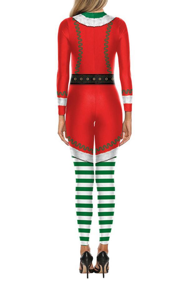 Womens Santa Helper Jumpsuit Christmas Costume-yoyobikini