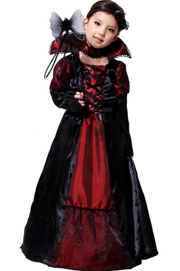 Black Lovely Girl Kids Evil Queen Halloween Party Costume-yoyobikini