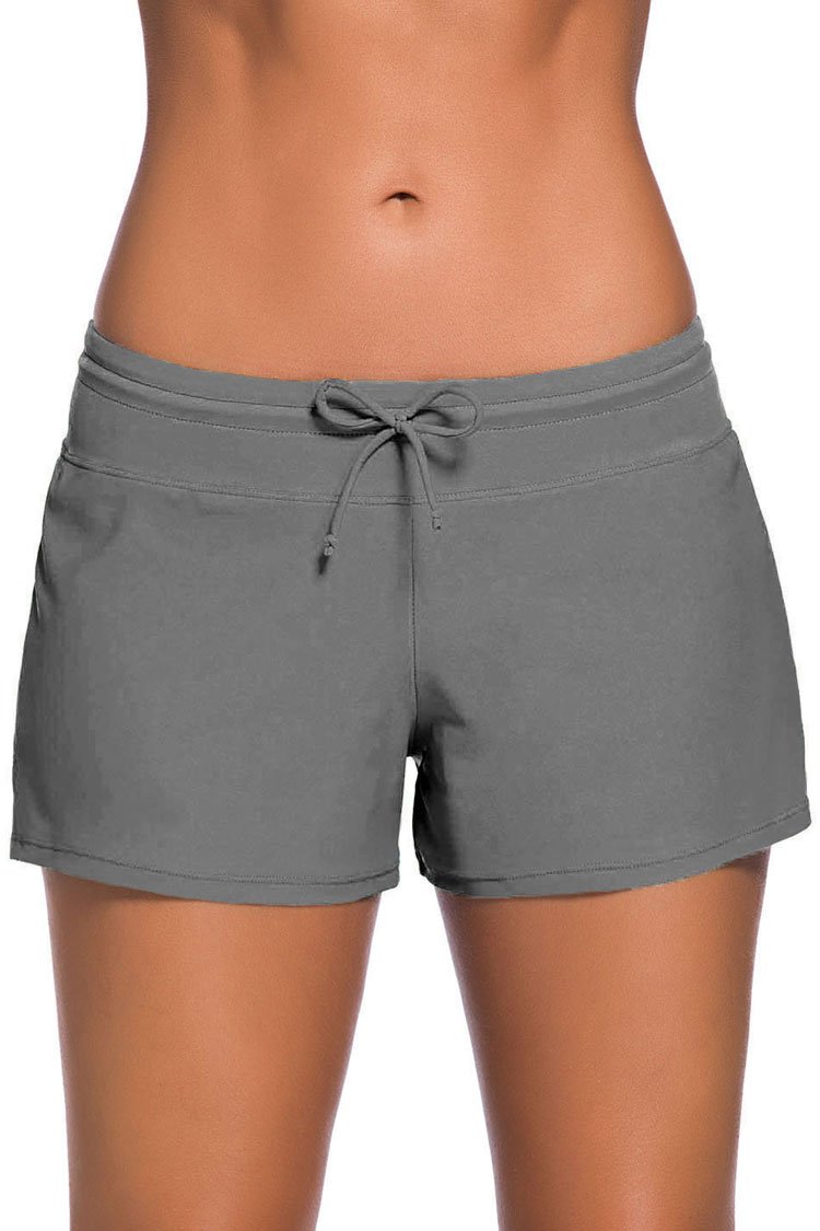 Solid Split Side Tied Front Boyshort Bikini Bottom-yoyobikini