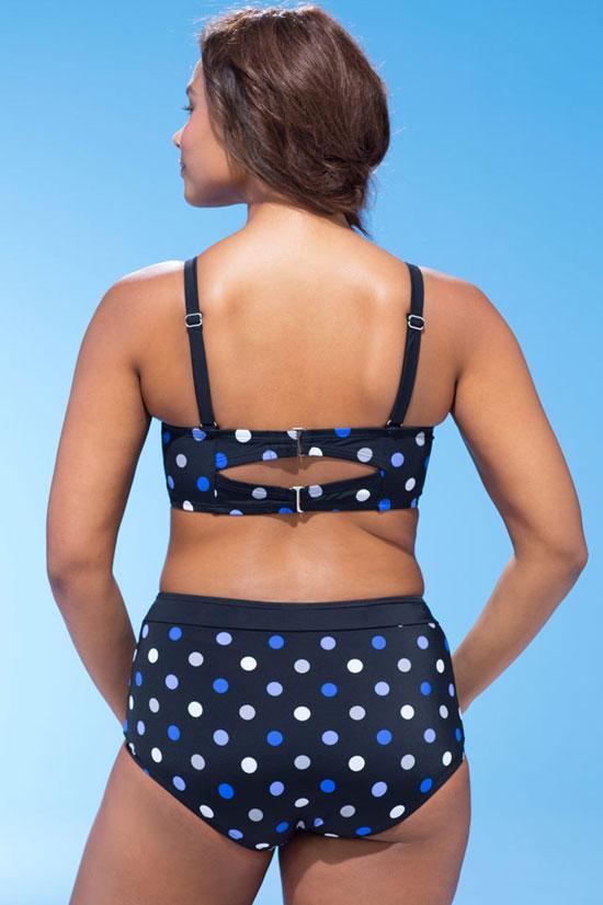 Plus Size Polka Dots Push Up Bikini Swimsuit - Two Piece Set-yoyobikini