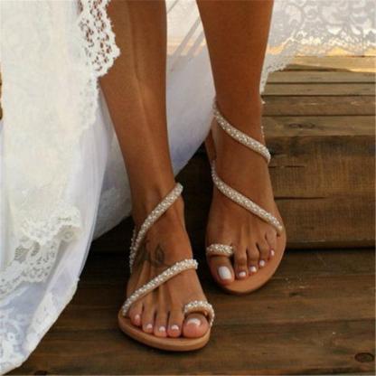 Boho Crystal Flat Sandals