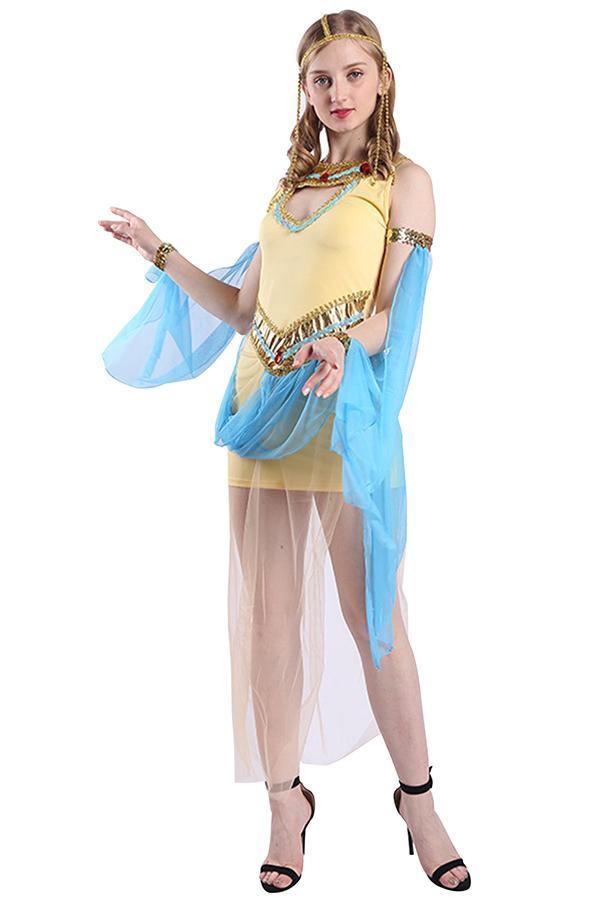 Sexy Women's Queen Of Nile Cleopatra Costume Yellow-yoyobikini