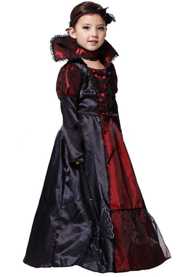 Black Lovely Girl Kids Evil Queen Halloween Party Costume-yoyobikini