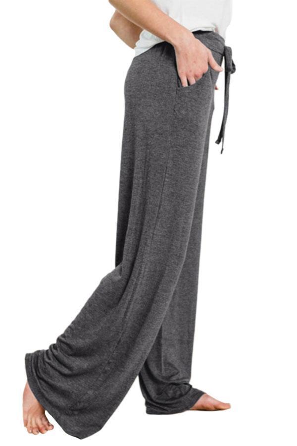 Women's Pajama Lounge Pants Solid Drawstring Loose Wide Leg Pants