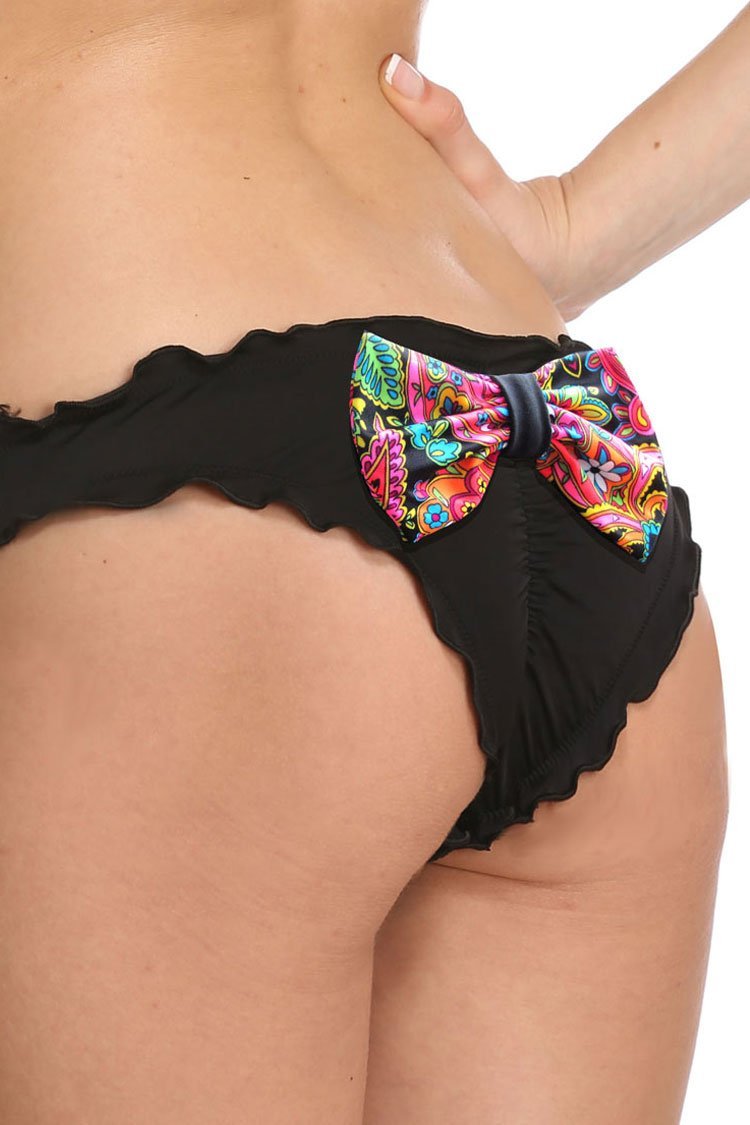 Bowknot Ruffle Scrunch Brazilian Bikini Bottom-yoyobikini