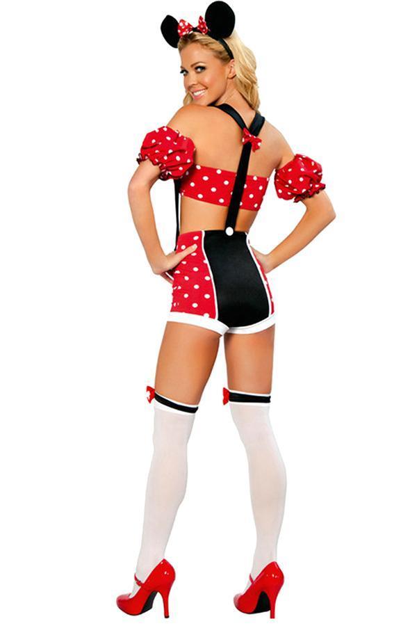 Sexy Polka Dot Halloween Mouse Minnie Costume Red