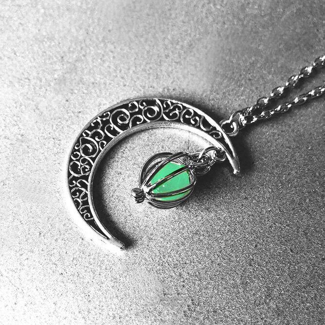 Halloween Crescent Moon Glow Bead Necklace-yoyobikini