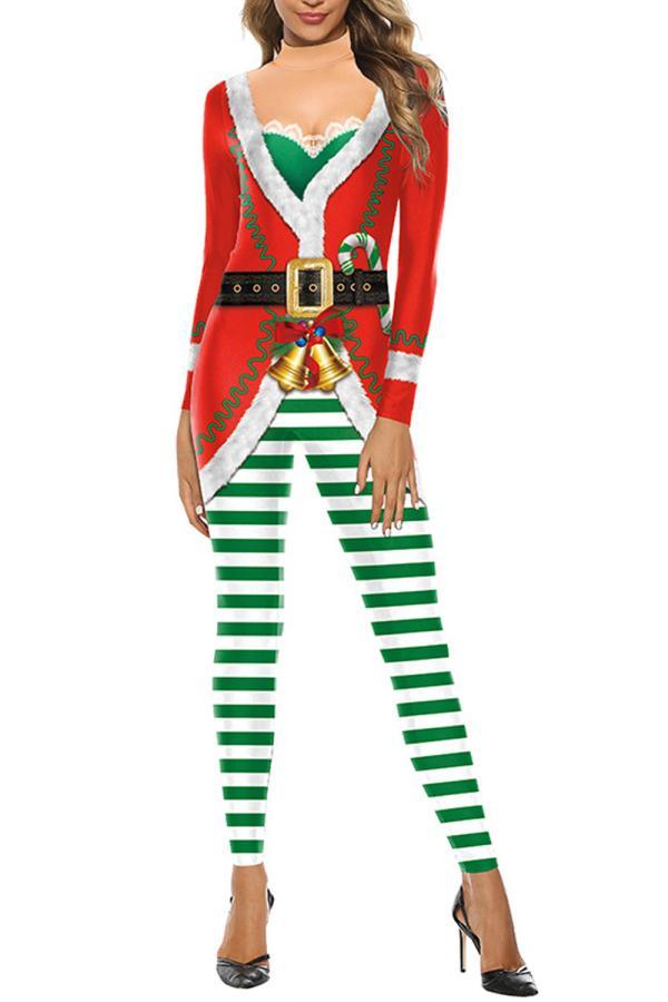 Womens Santa Helper Jumpsuit Christmas Costume-yoyobikini