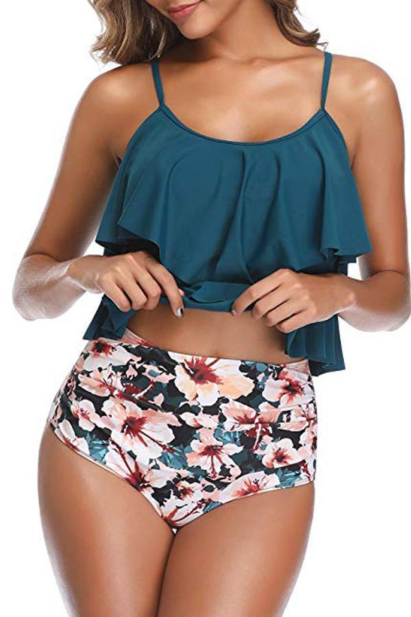 High Waist Floral Print Tankini Set-yoyobikini