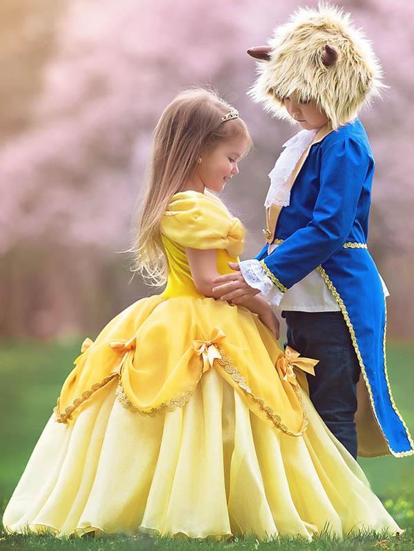 Belle Princess Dress For Girls Beauty And The Beast Halloween Costume-yoyobikini