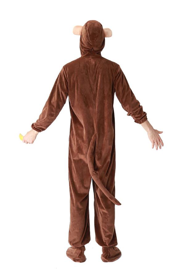 Cute Mens Cartoon Halloween Onesies Pajamas Monkey Costumes Brown-yoyobikini