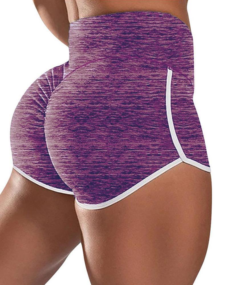 Contrast Trim Yoga Shorts-yoyobikini