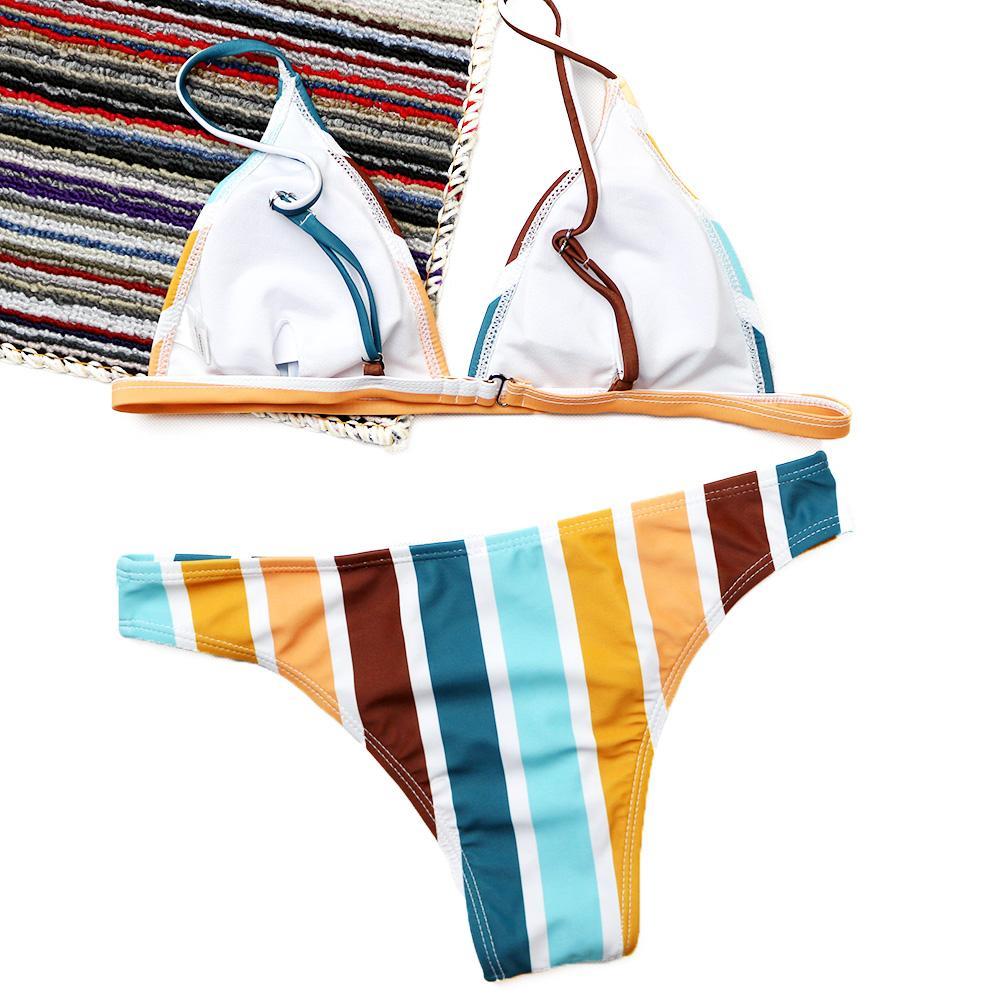 Retro Striped Bikini Set-yoyobikini
