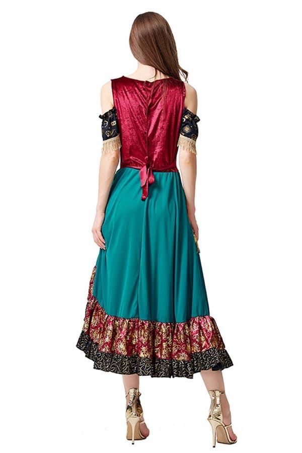 Flamenco Gypsy Costume Halloween Costume Green-yoyobikini