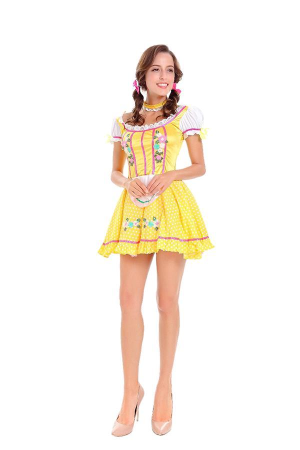 Sexy Oktoberfest Beer Girl Costume Yellow-yoyobikini