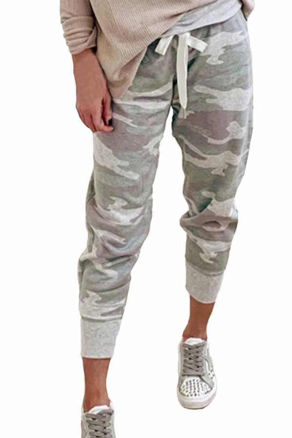 Women's Jogger Long Pants Drawstring Camouflage Pants-yoyobikini