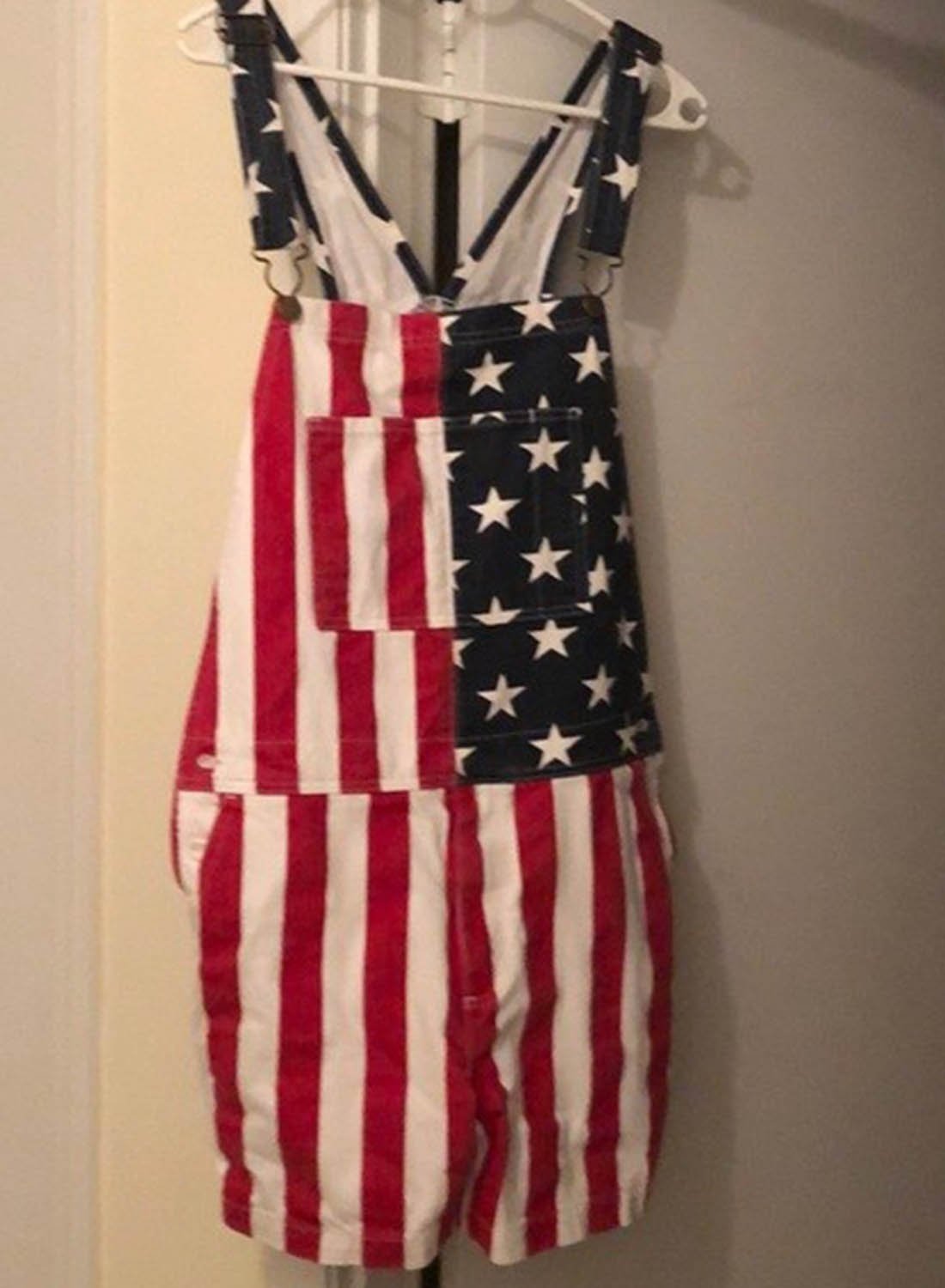 Women's Overalls Denim Flag Overalls-yoyobikini