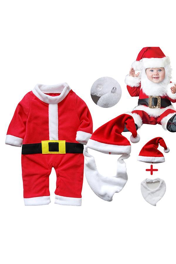 Cute Infant Kids Boys Jumpsuit Christmas Santa Claus Costume Red-yoyobikini