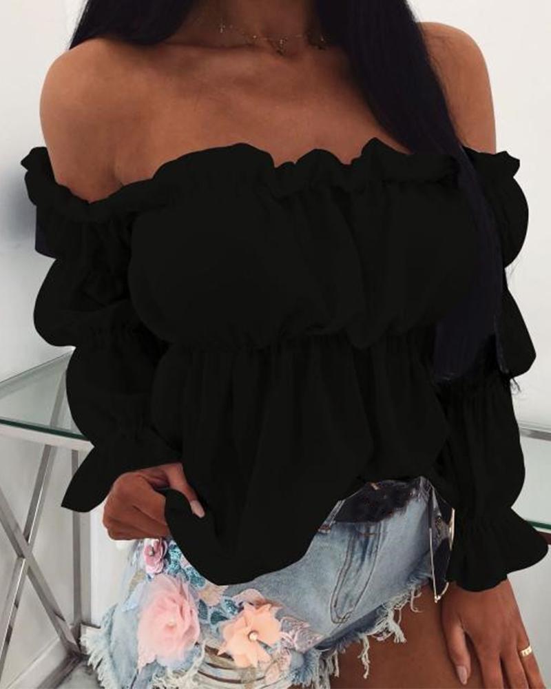 Off Shoulder Ruffle Tiered Top-yoyobikini