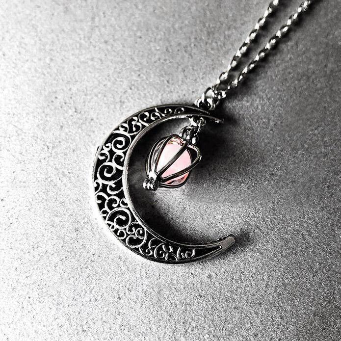Halloween Crescent Moon Glow Bead Necklace-yoyobikini