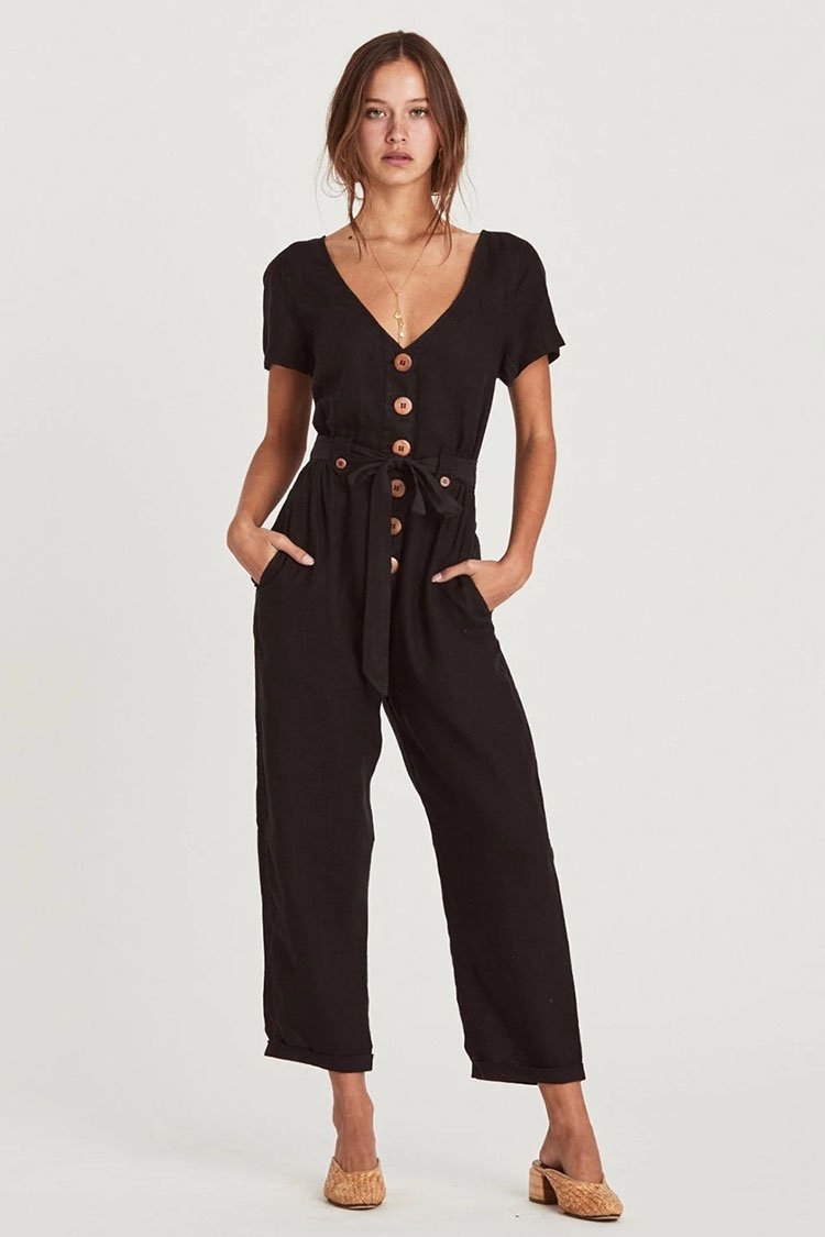 Belted Sleeved Cargo Jumpsuits-yoyobikini