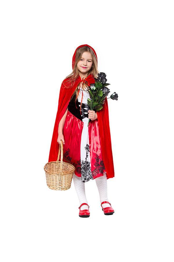 Sleeveless Dress Halloween Little Red Riding Hood Costume For Girls-yoyobikini