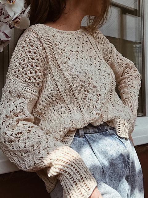 Solid Color Hollow Loose Knit Sweater