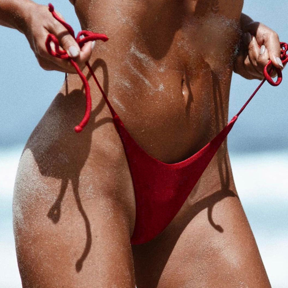 String Tie Side Brazilian Bikini Thong Bottom-yoyobikini
