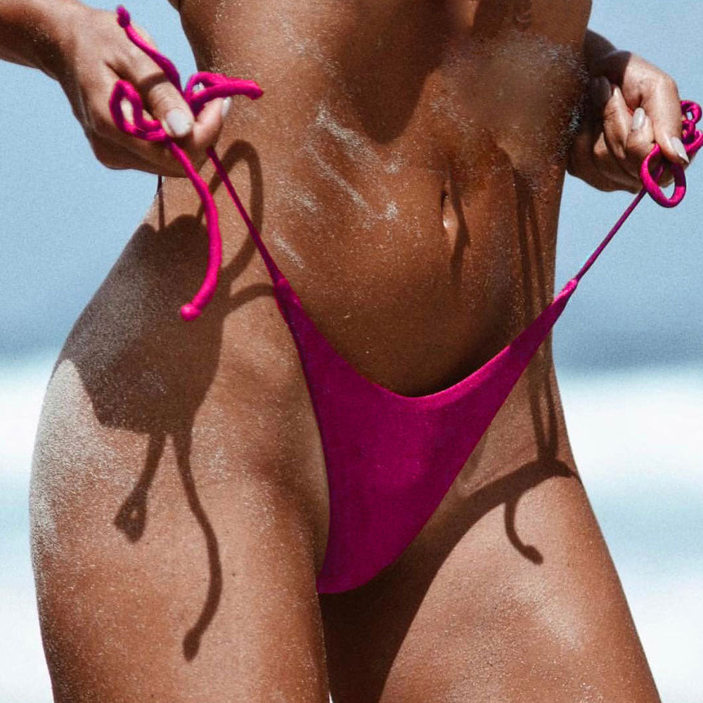 String Tie Side Brazilian Bikini Thong Bottom-yoyobikini