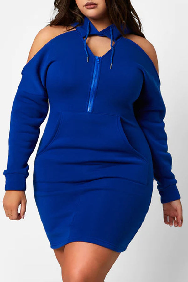 On-trend Cutout Off The Shoulder Long Sleeve Mini Hooded Dress-yoyobikini