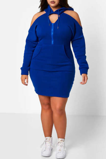 On-trend Cutout Off The Shoulder Long Sleeve Mini Hooded Dress-yoyobikini