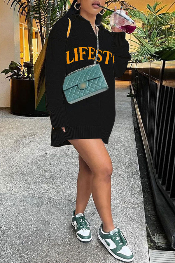 Sexy Alphabet Solid Sweater Dress-yoyobikini