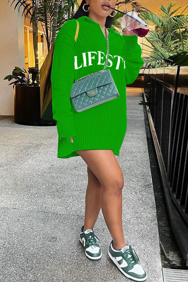 Sexy Alphabet Solid Sweater Dress-yoyobikini