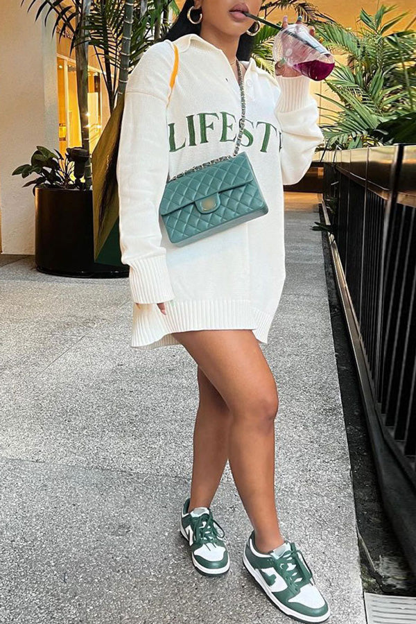 Sexy Alphabet Solid Sweater Dress-yoyobikini