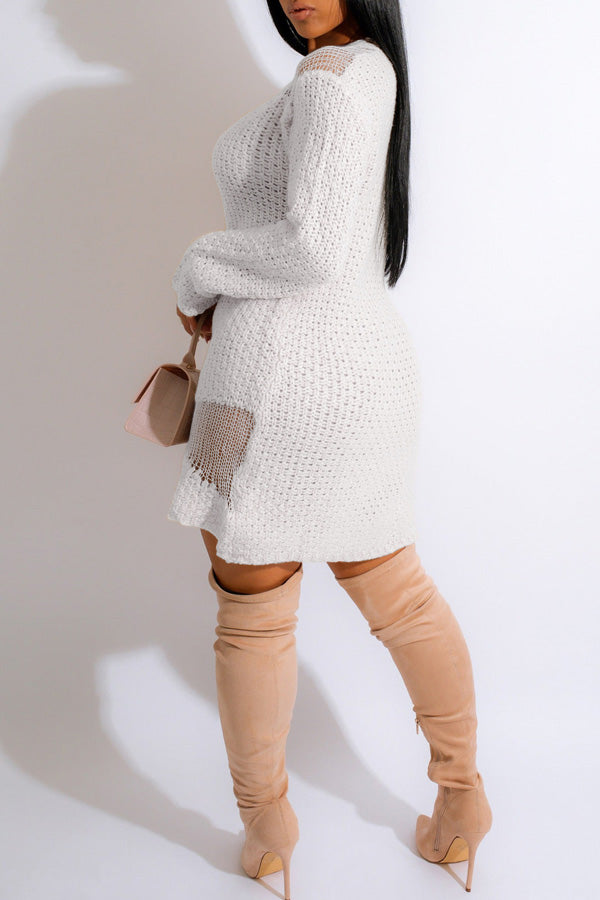 Fashionable Sexy Cutout Design Knit Dress-yoyobikini