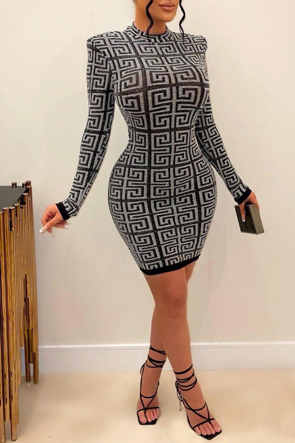 Fashion Tight Knit Slim Sweater Bottom Mid Length Dress-yoyobikini