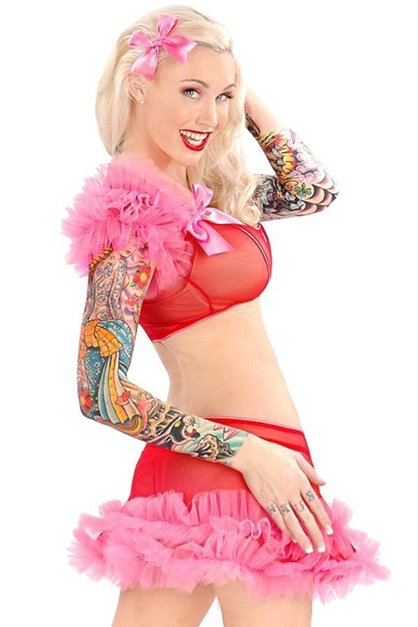 Womens Sexy Adult Sheer Ruffle Santa Costume Christmas Lingerie Red-yoyobikini