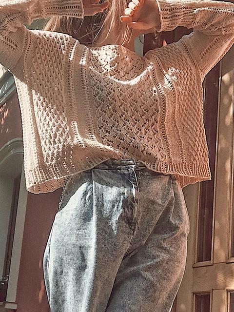 Solid Color Hollow Loose Knit Sweater
