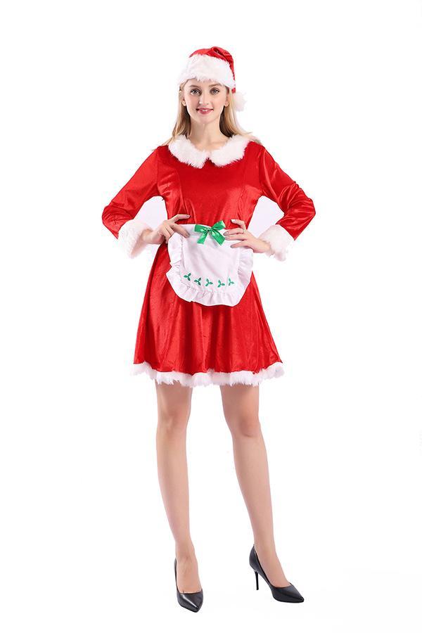 Adult Deluxe Mrs Claus Costume With Apron – yoyobikini