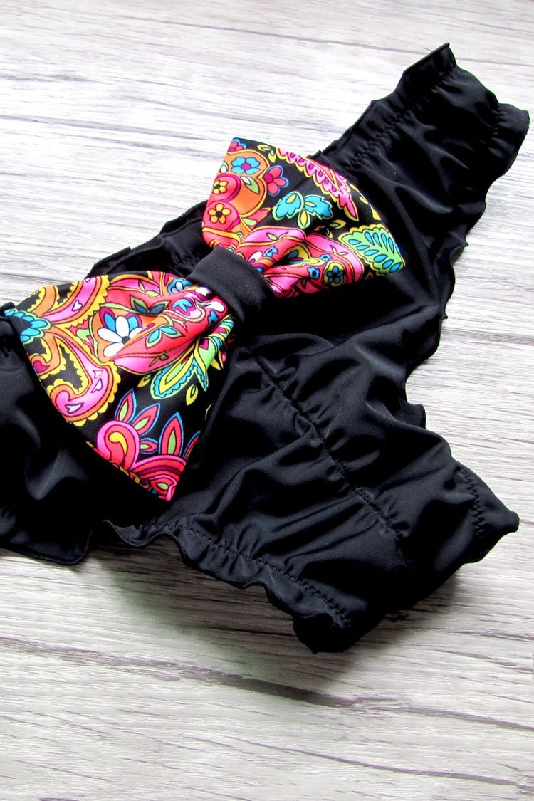 Bowknot Ruffle Scrunch Brazilian Bikini Bottom-yoyobikini