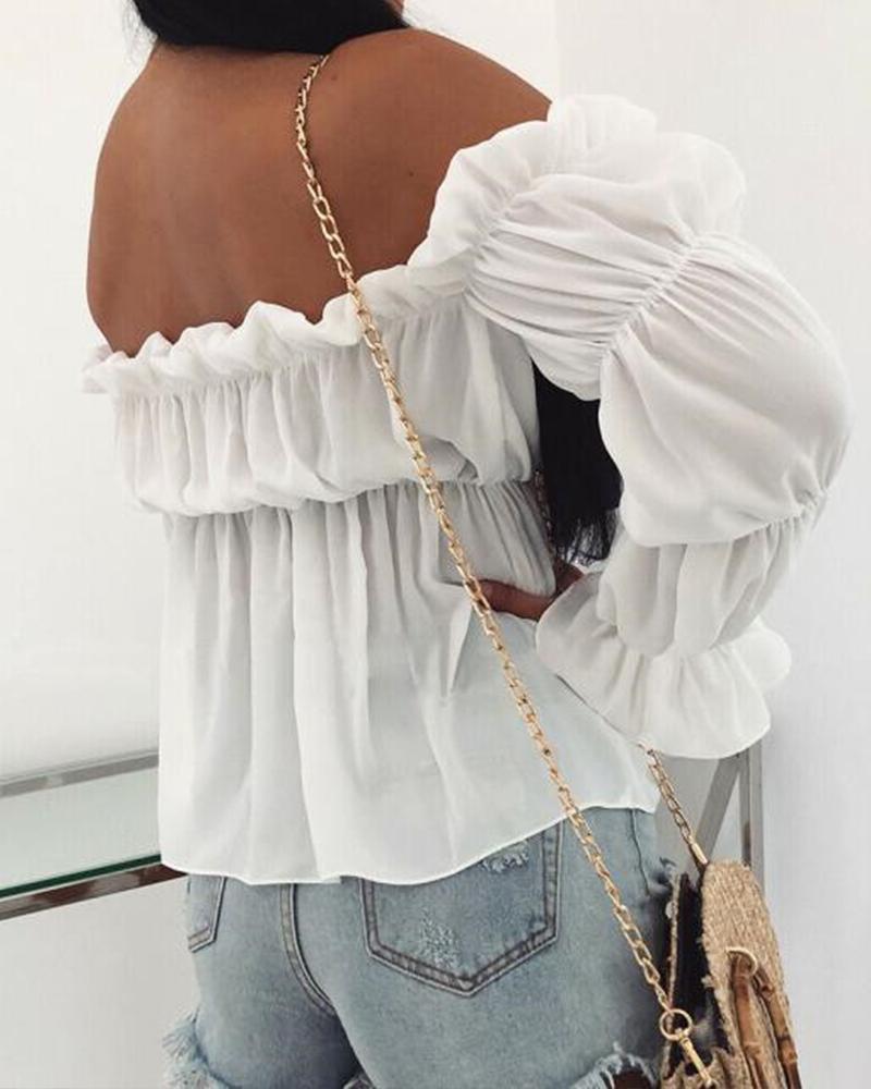 Off Shoulder Ruffle Tiered Top-yoyobikini