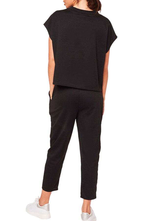 Solid Short Sleeve Tee Pocket Capri Sports Set-yoyobikini