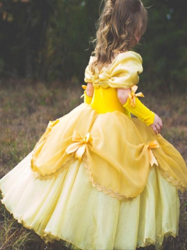 Belle Princess Dress For Girls Beauty And The Beast Halloween Costume-yoyobikini