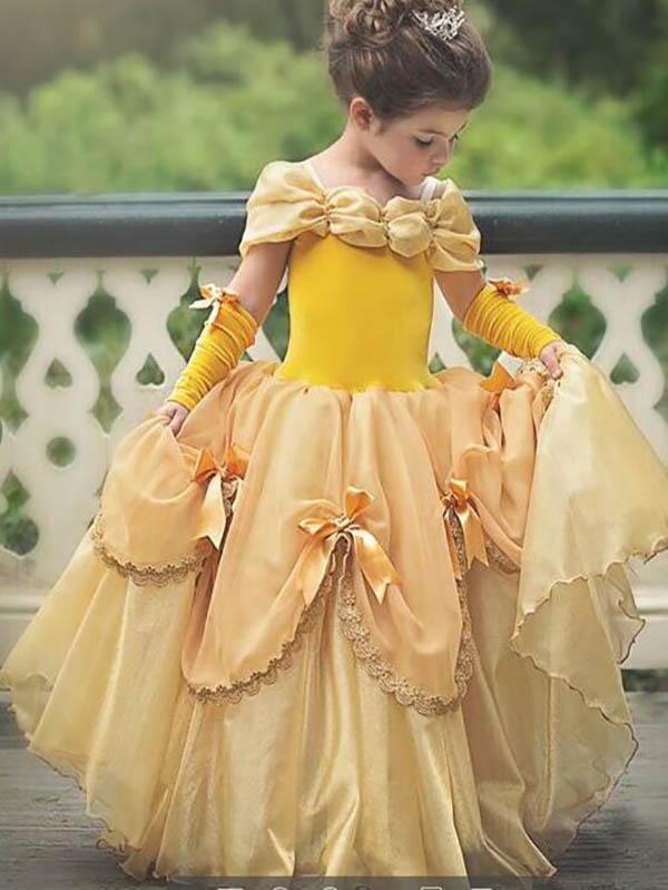 Belle Princess Dress For Girls Beauty And The Beast Halloween Costume-yoyobikini