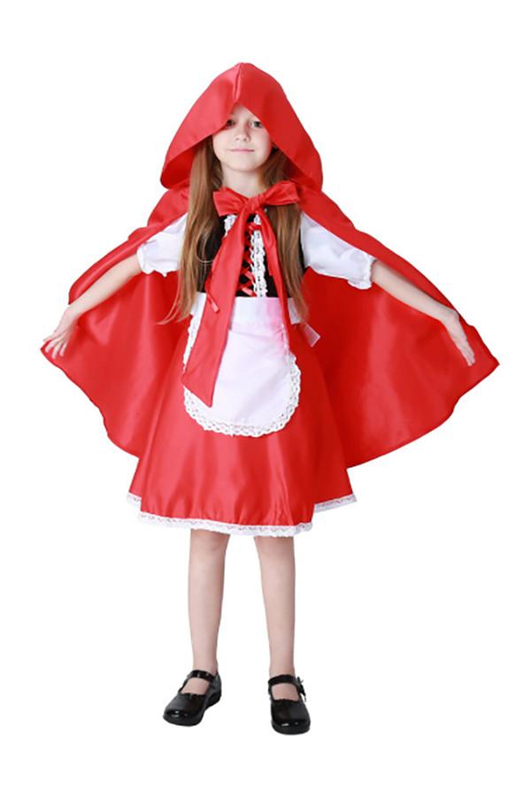 Fancy Dress Halloween Little Red Riding Hood Costume For Girls Red-yoyobikini