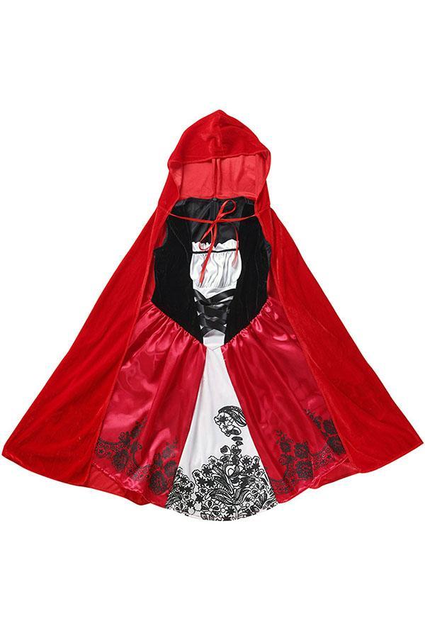 Sleeveless Dress Halloween Little Red Riding Hood Costume For Girls-yoyobikini