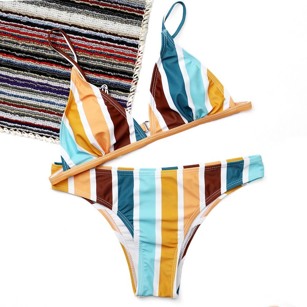 Retro Striped Bikini Set-yoyobikini