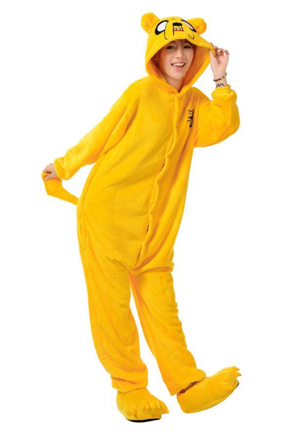 Cute Flannel Pajamas Halloween Jake Dog Jumpsuit Costume Yellow-yoyobikini